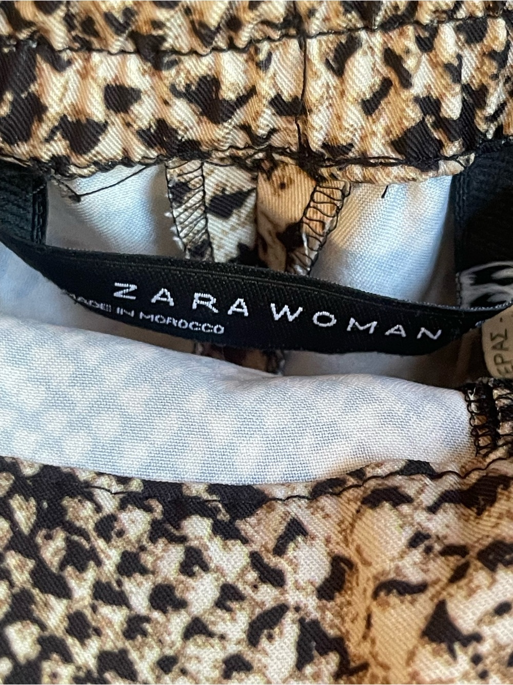 ZARA Snakeskin Print Trousers Flared Wide Leg Pants Size Medium Like New - Picture 8 of 13